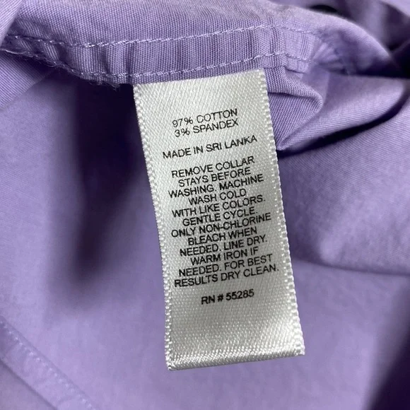 Express Men's Medium Long Sleeve Button Lavender Fitted Shirt with Stretch - Picture 7 of 9